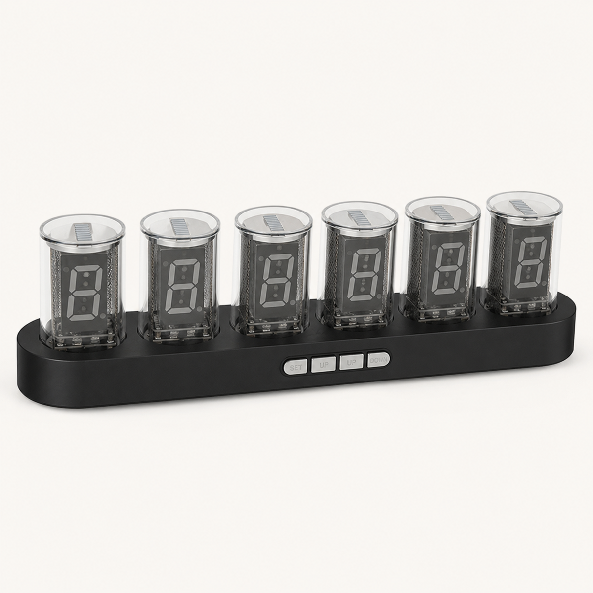 Nixie Clock – RGB Digital Tube-Style Desk Clock - Black variant