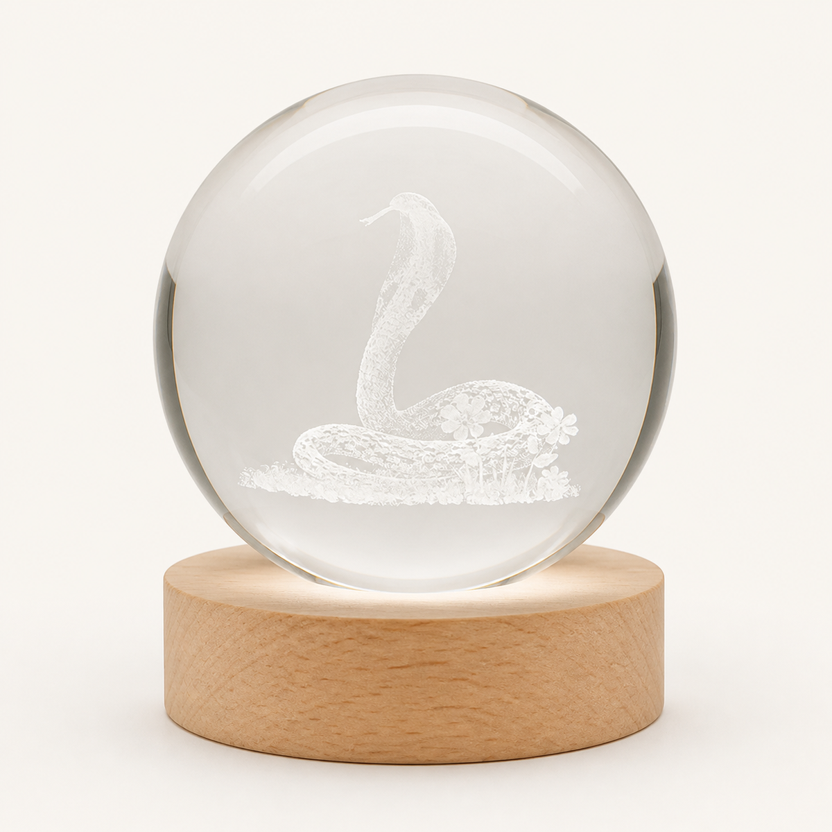 Zodiac Crystal – Engraved Crystal Ball Lamp - Snake variant