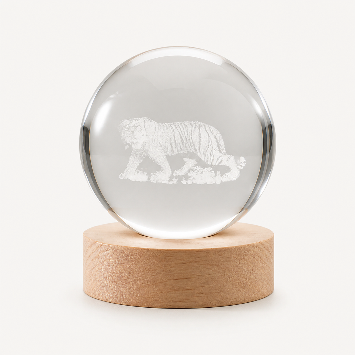 Zodiac Crystal – Engraved Crystal Ball Lamp - Tiger variant