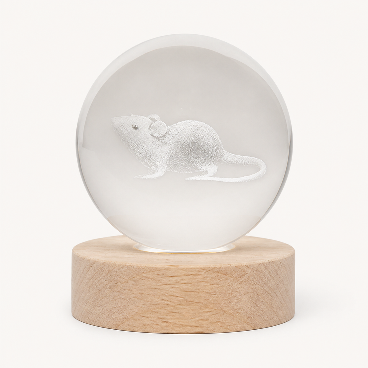 
Zodiac Crystal – Engraved Crystal Ball Lamp - Rat variant