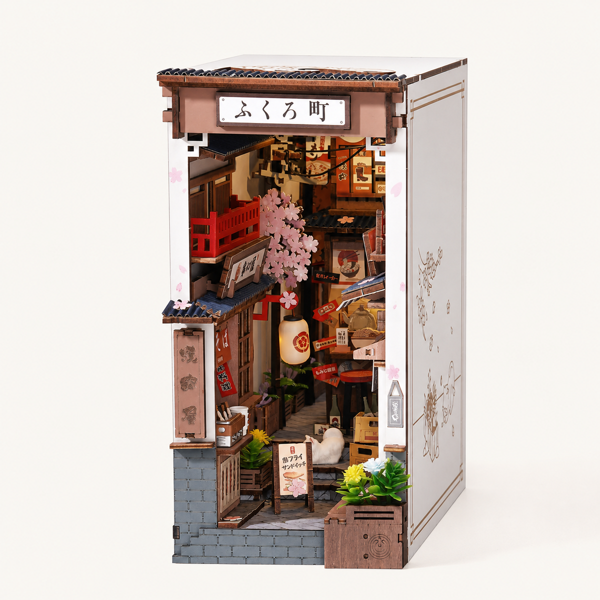 
Sakura Alley – DIY Book Nook Kit with LED Light - studio view