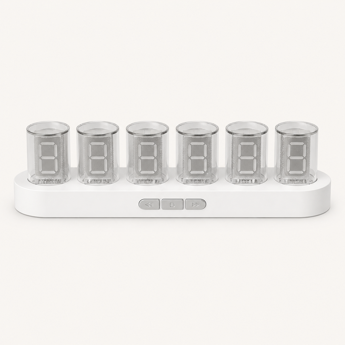 Nixie Clock – RGB Digital Tube-Style Desk Clock - White variant