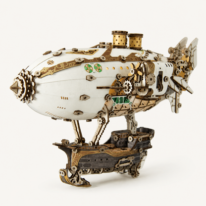Sky Ship – Wooden Airship Model Kit with LED Lights