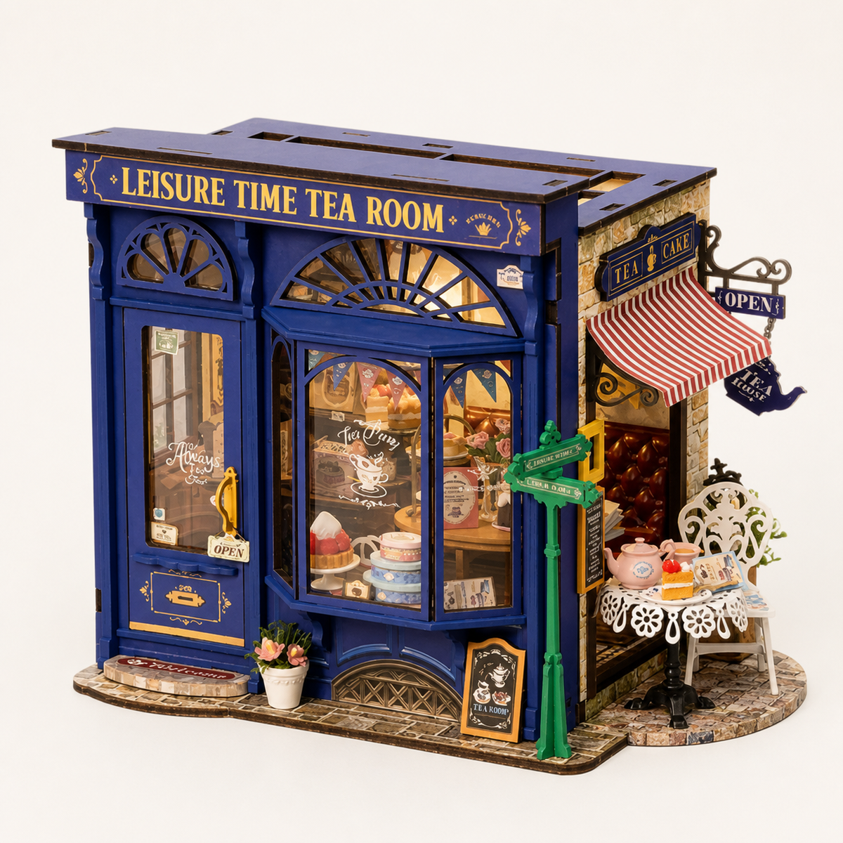 
Tea Room – DIY Miniature Tea House Kit with Lights - studio view