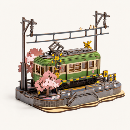 Cherry Tram – Wooden Tram Model Kit with LED Lights