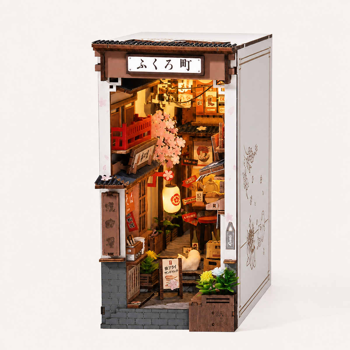 
Sakura Alley – DIY Book Nook Kit with LED Light - studio view