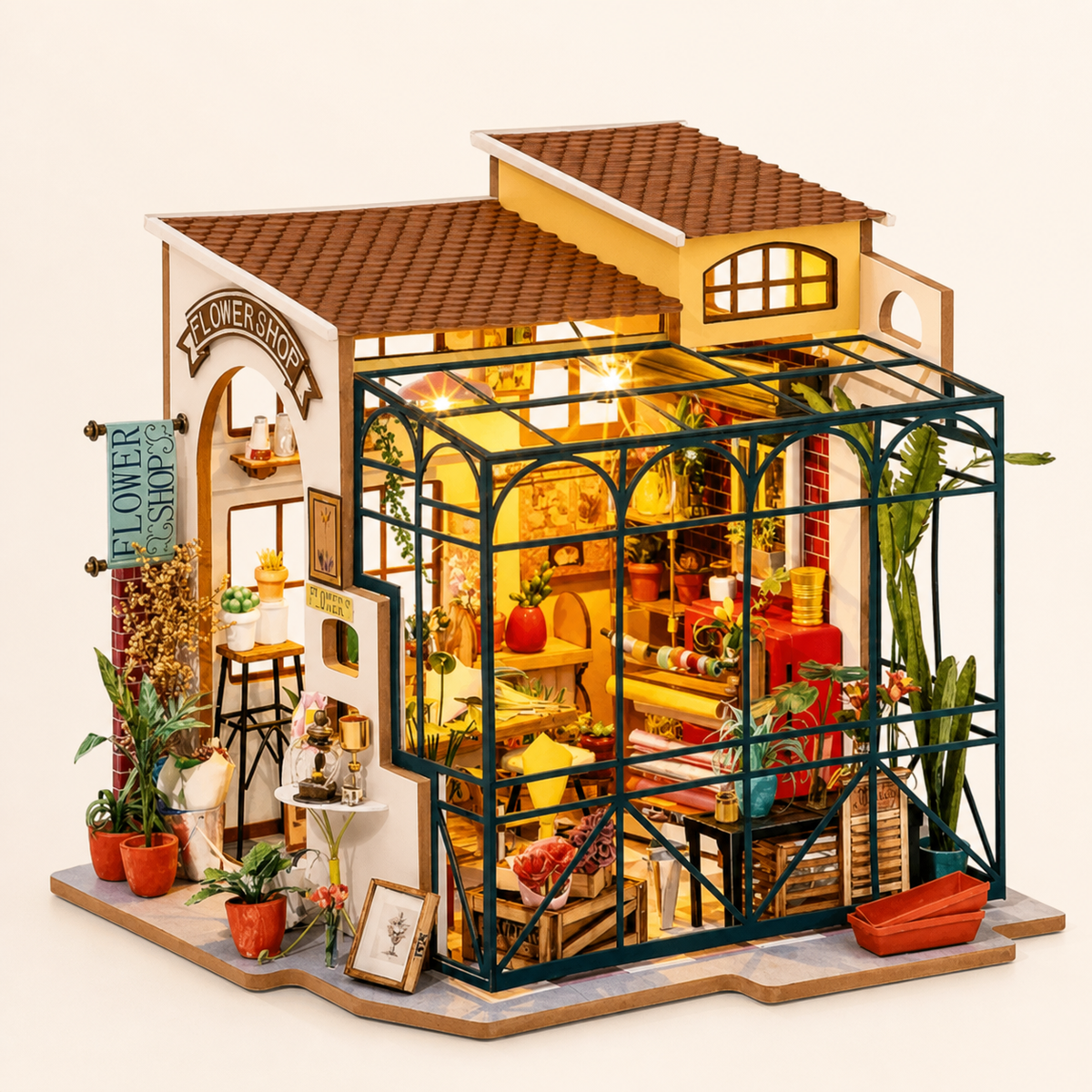 Flower Shop – DIY Miniature Flower Shop Kit with LED - studio view