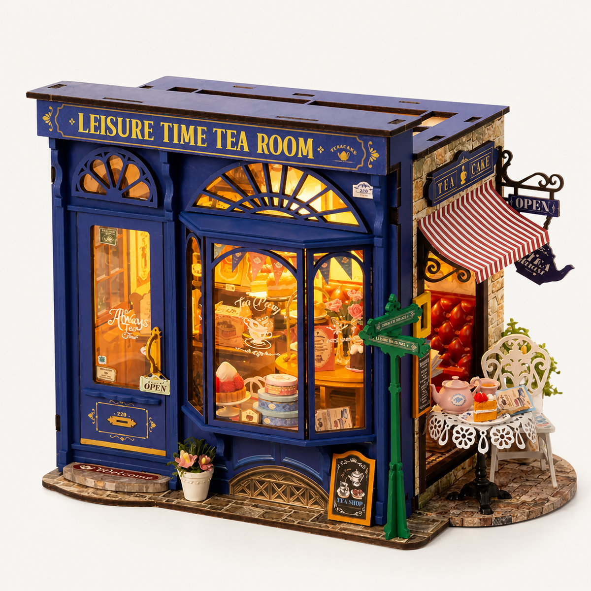 
Tea Room – DIY Miniature Tea House Kit with Lights - studio view