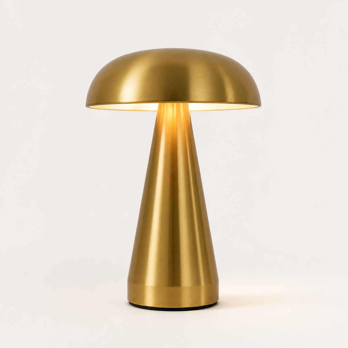 Golden Cap – Rechargeable Metal Mushroom Table Lamp - studio view
