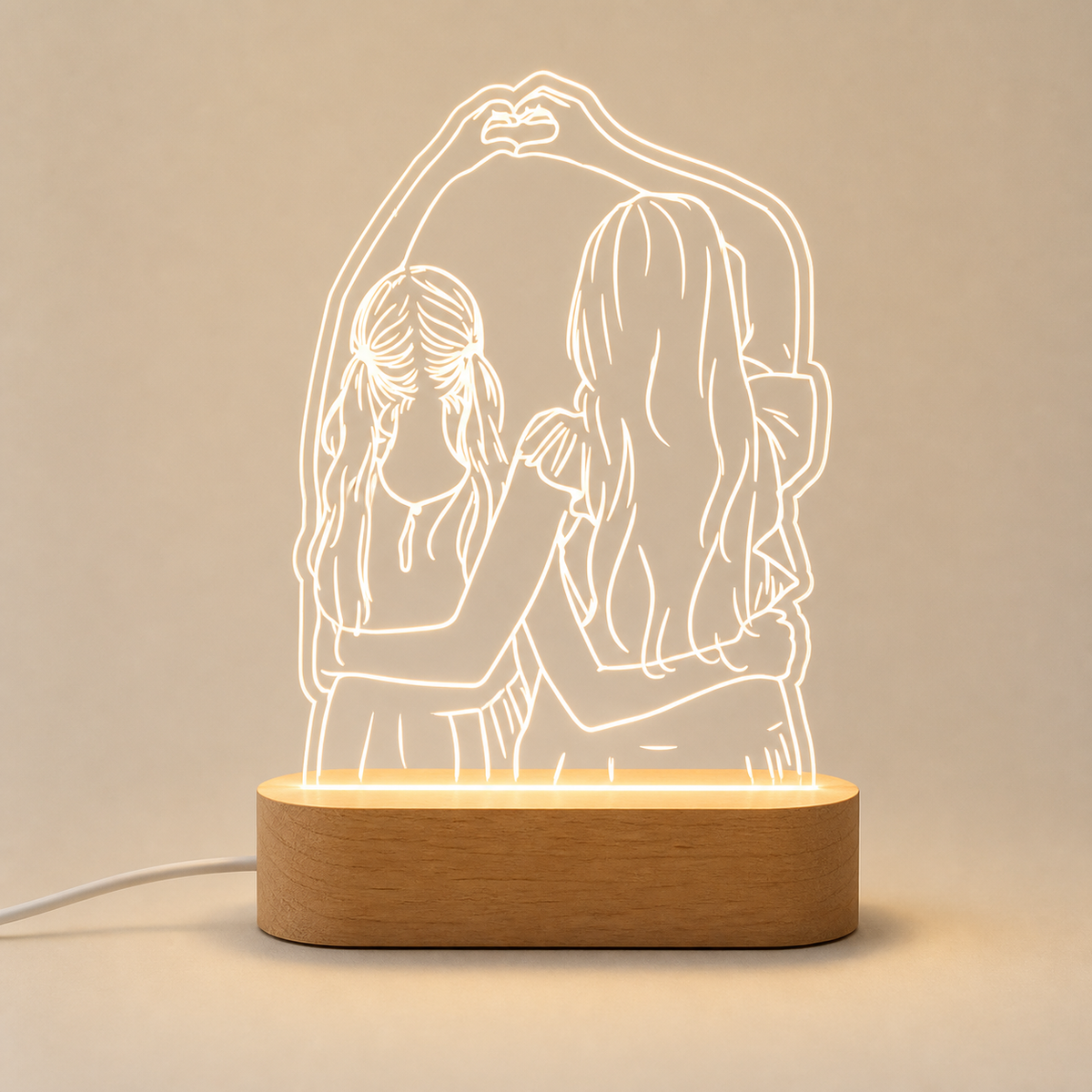 Line Portrait – Personalized 3D Photo Lamp - studio view