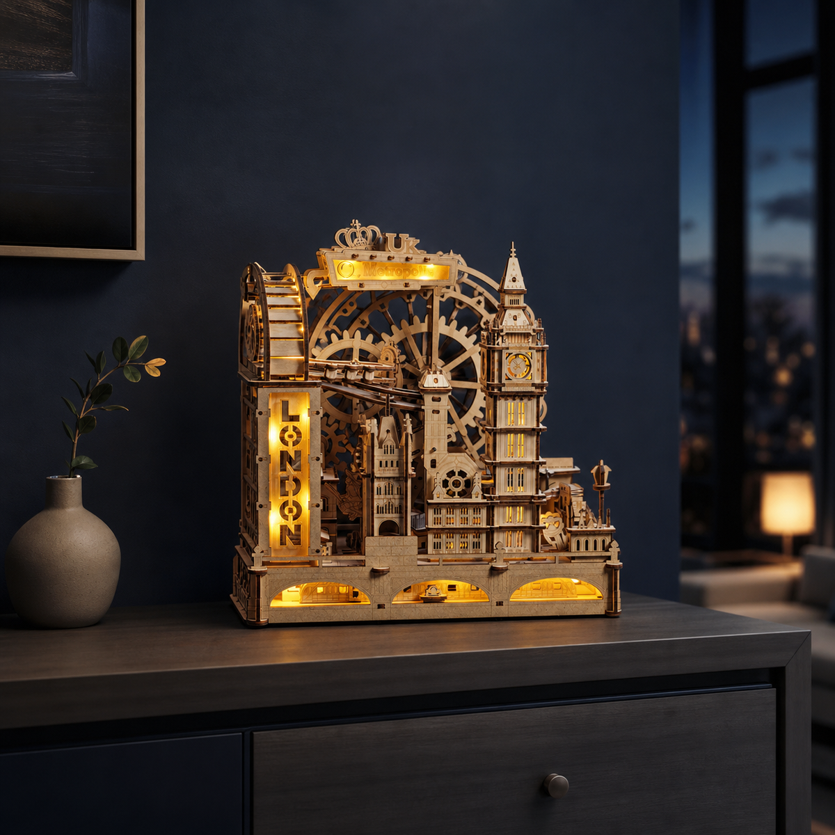 
London Marble – Wooden Marble Run Kit with Lights