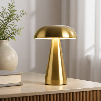 Golden Cap – Rechargeable Metal Mushroom Table Lamp