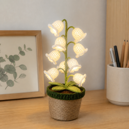 Lily Bells – Crochet Lily of the Valley Lamp - daytime view