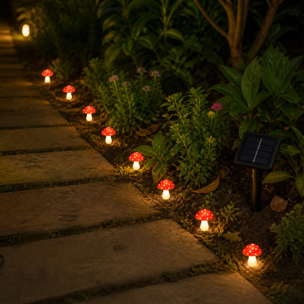 
Toadstool Path – Solar Mushroom Garden Lamps