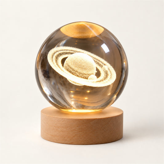 Solar System – Crystal Ball Space Lamp - Saturn variant