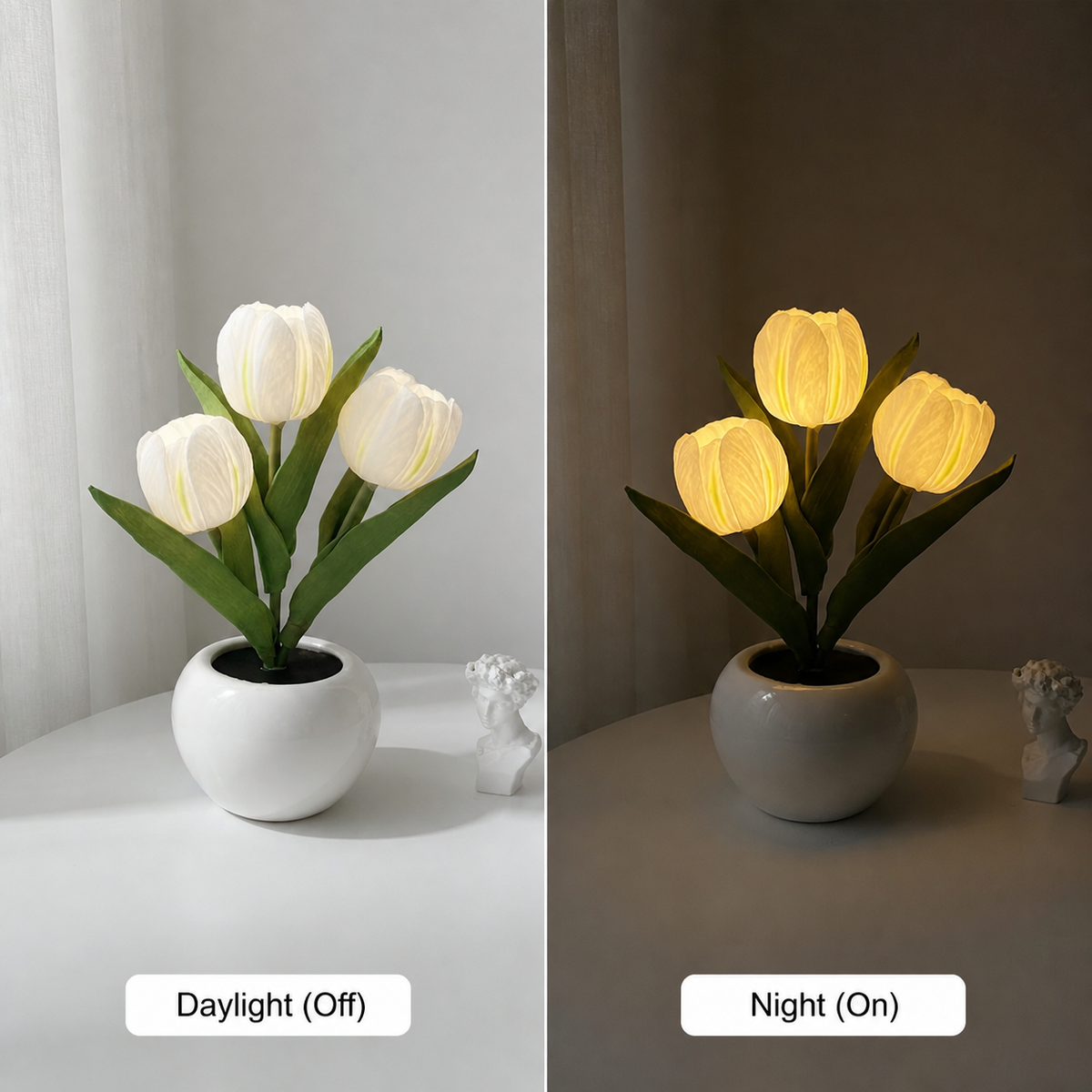 
Ceramic Tulips – Ceramic Tulip Lamp - nighttime view