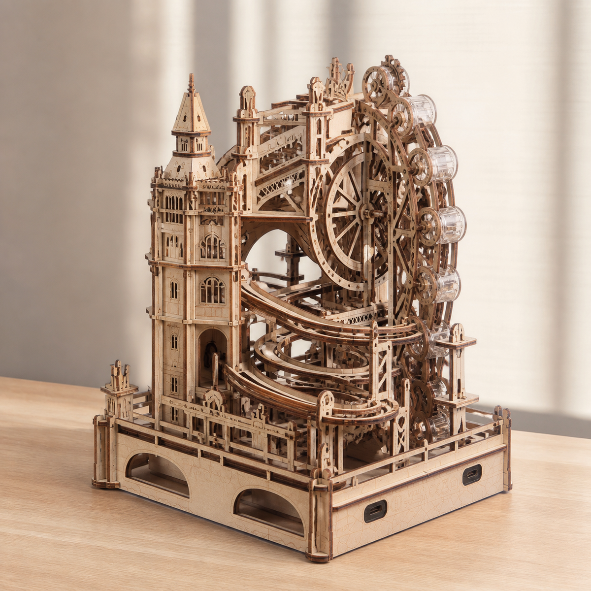 London Marble – Wooden Marble Run Kit with Lights