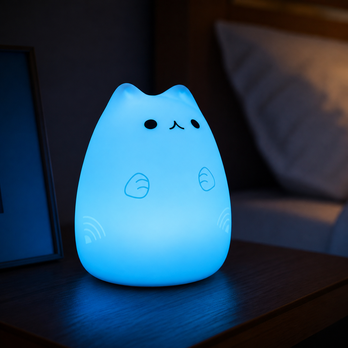 ObiWhiskers – Rechargeable Cat Night Lamp - nighttime view
