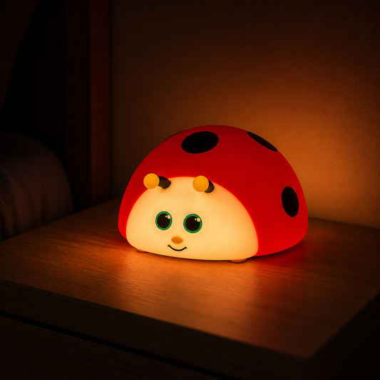 ObiDotty – Silicone Ladybug Night Lamp - nighttime view