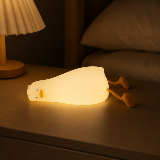 ObiFlopsy – Lying-Flat Duck Night Lamp - nighttime view