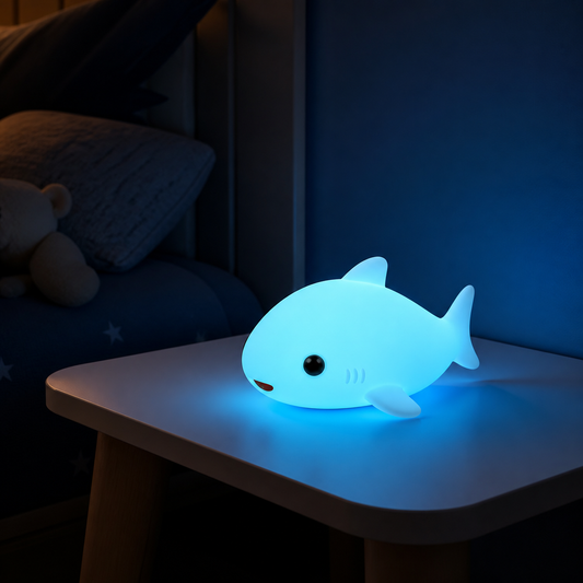 ObiSharky – Silicone Shark Night Lamp - nighttime view