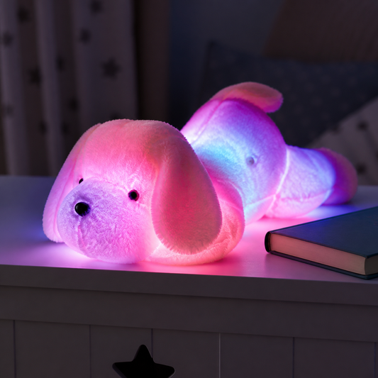 ObiPuppy – LED Light-Up Dog Plush Toy - nighttime view
