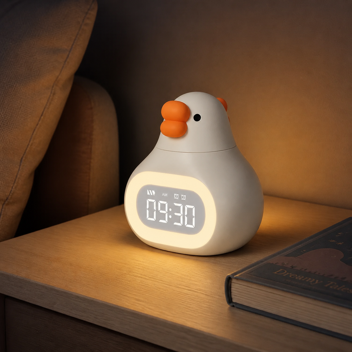 ObiHonk – Goose Night Lamp & Alarm Clock - nighttime view