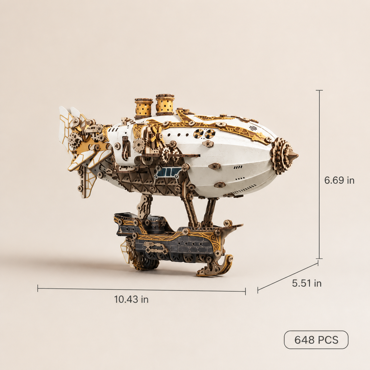 Sky Ship – Wooden Airship Model Kit with LED Lights