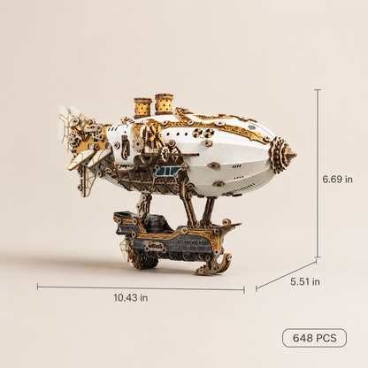 Sky Ship – Wooden Airship Model Kit with LED Lights