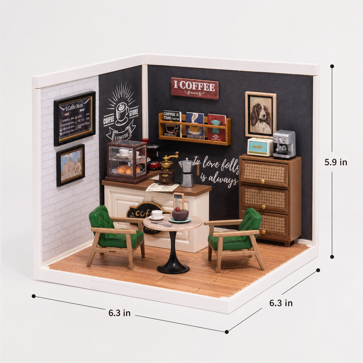 
Corner Café – Miniature Shop Building Block Set with LED