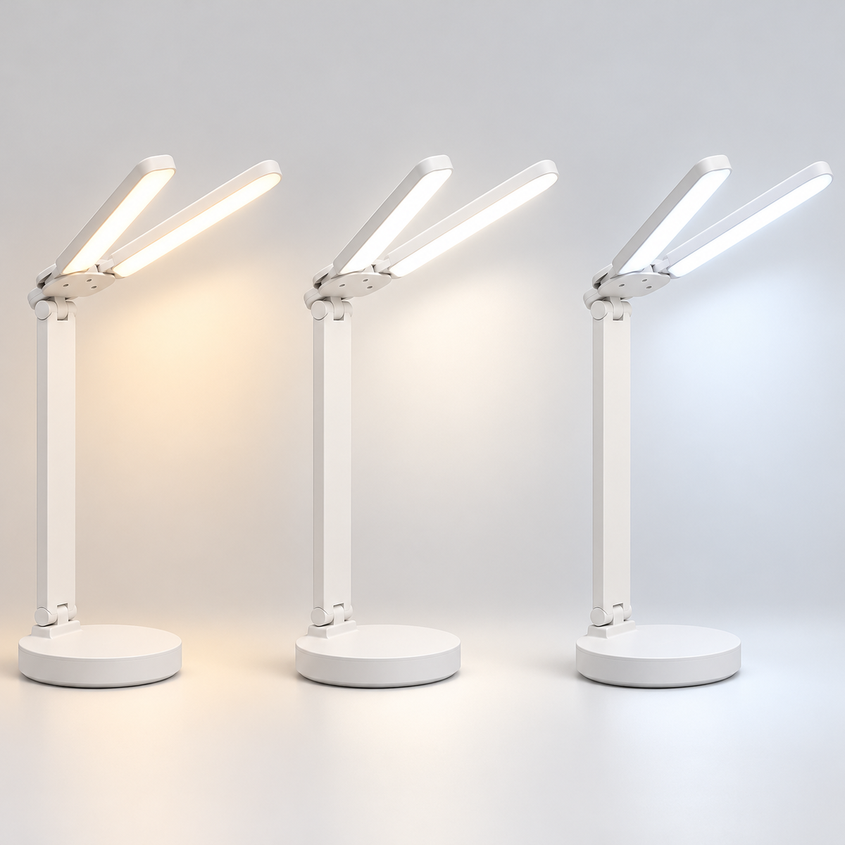 
twin-wing-three-light-tones — authentic round-base Twin Wing lamp