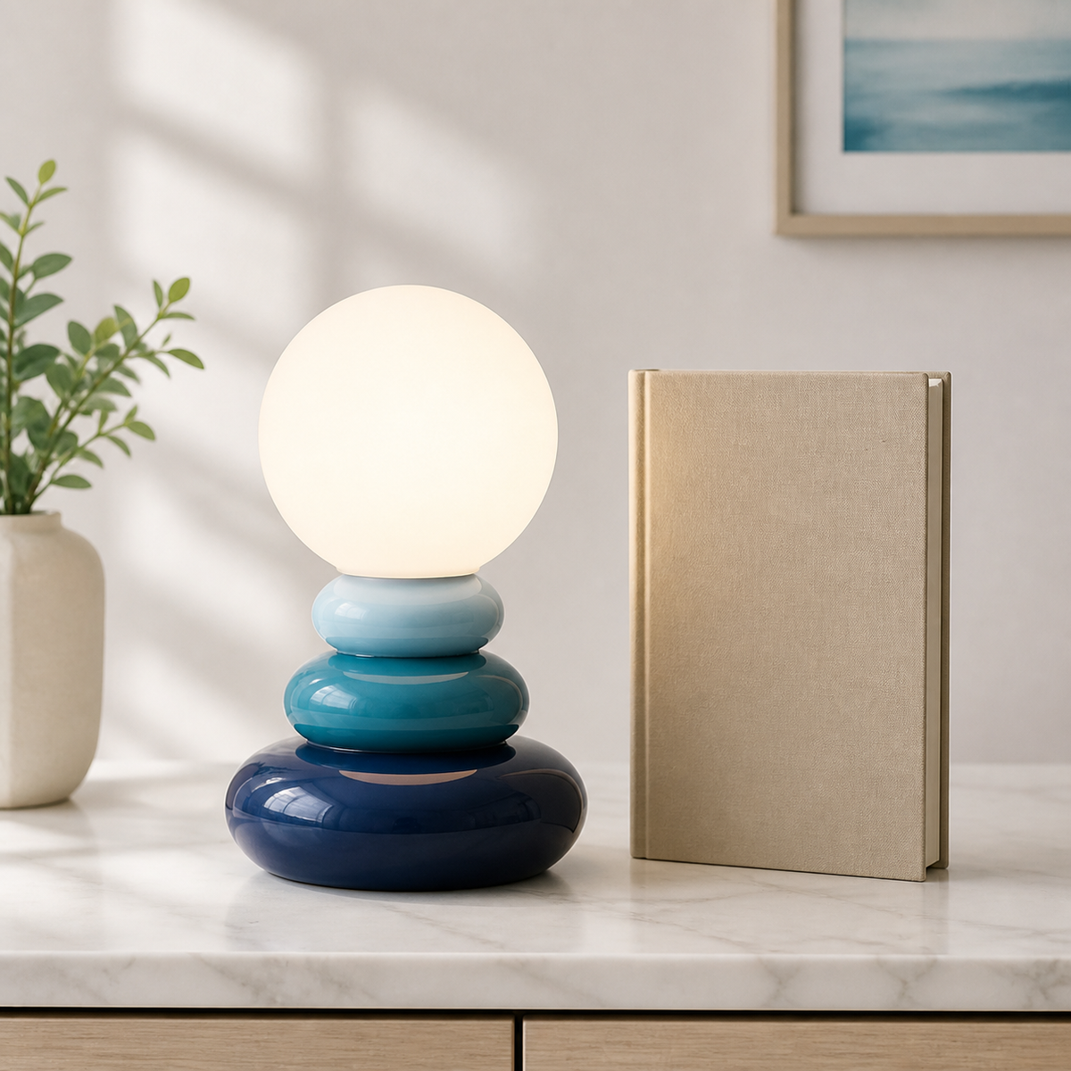 
Stone Cairn – Ceramic Stacked Stone-Style Table Lamp