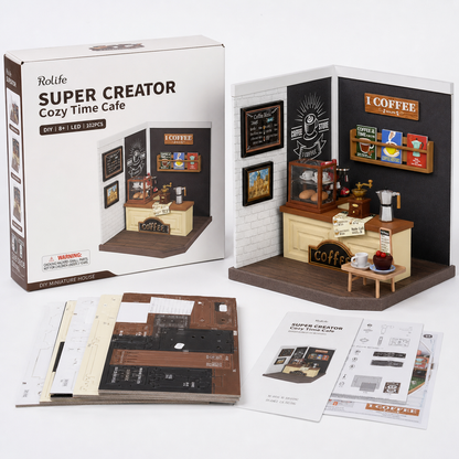 Corner Café – Miniature Shop Building Block Set with LED