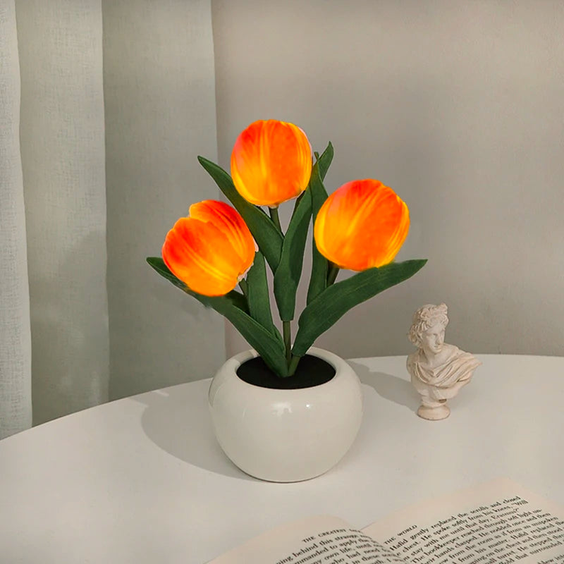TulipGlow Ceramic Tulip Lamp - Orange