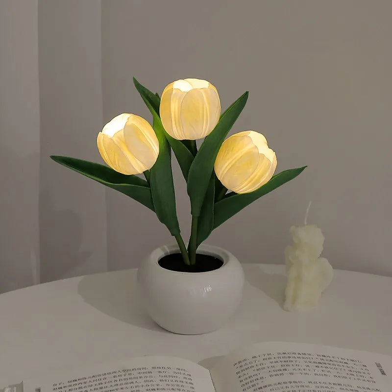 
TulipGlow Ceramic Tulip Lamp - Light Yellow