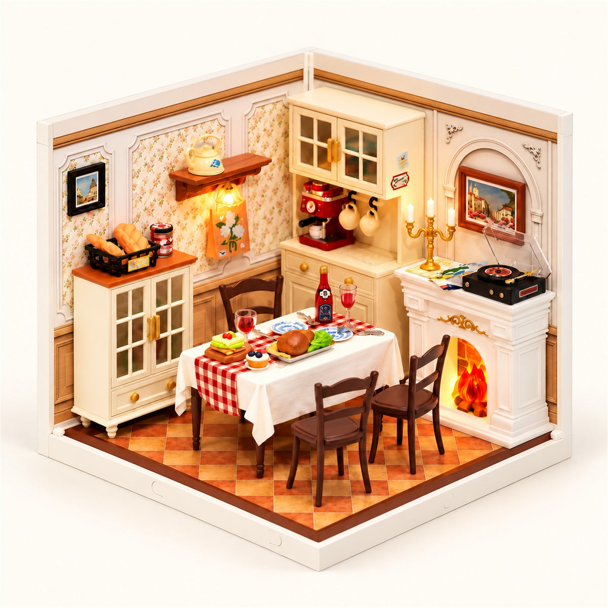 
Mini Rooms – DIY Miniature Room Kit with LED Light - Warm Dining Room variant