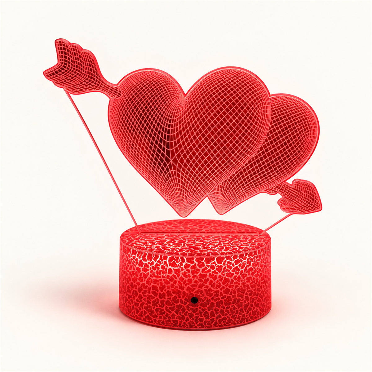 Love Struck – 3D Heart Table Lamp - Crackle Base variant
