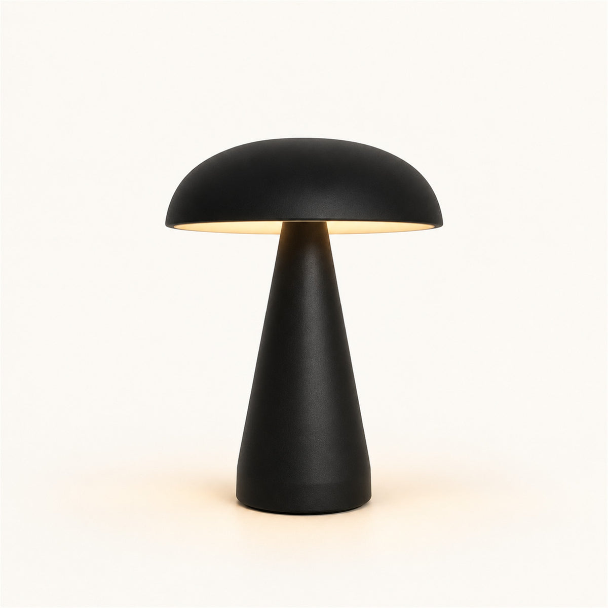 Golden Cap – Rechargeable Metal Mushroom Table Lamp - Midnight Black variant