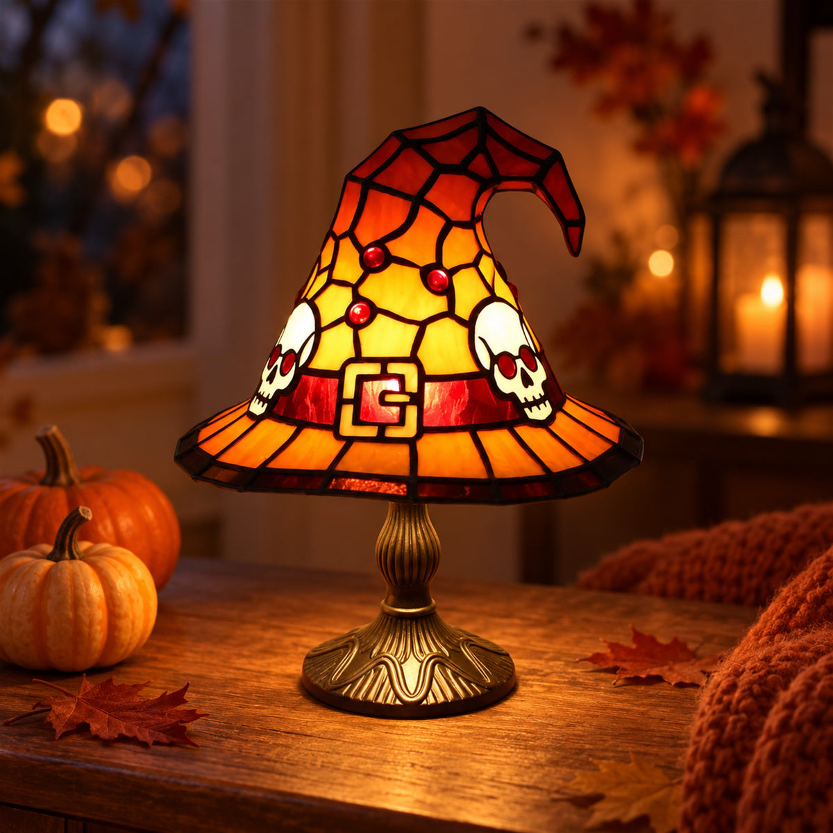 
Witch Hat – Stained-Glass Style Resin Lamp