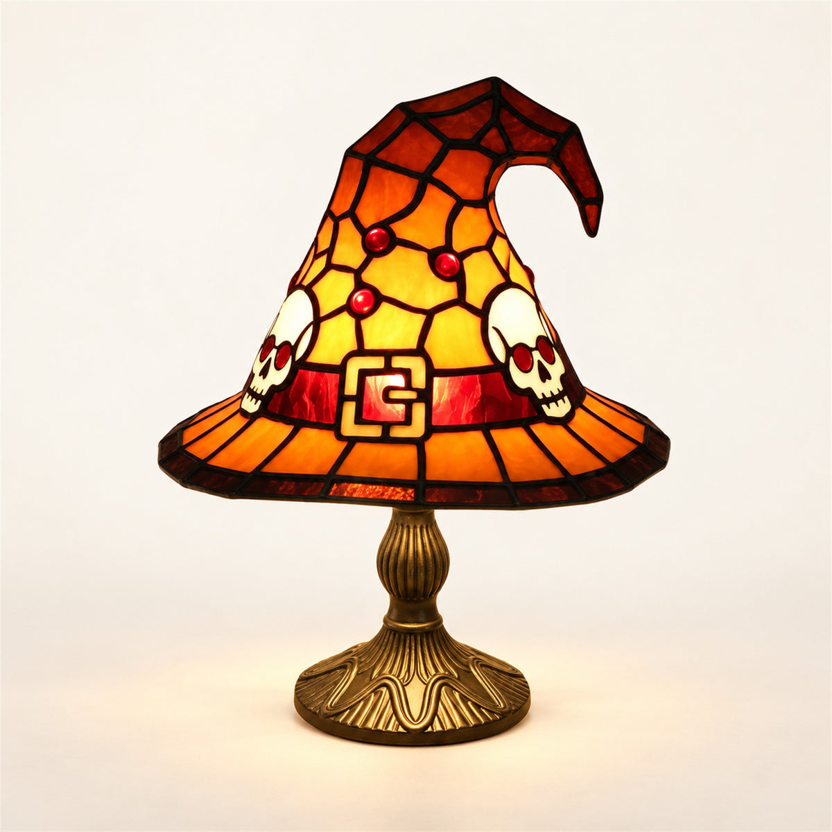 Witch Hat – Stained-Glass Style Resin Lamp - Pumpkin Orange variant