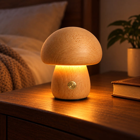 Wood Mushroom – Rechargeable Mushroom Table Lamp