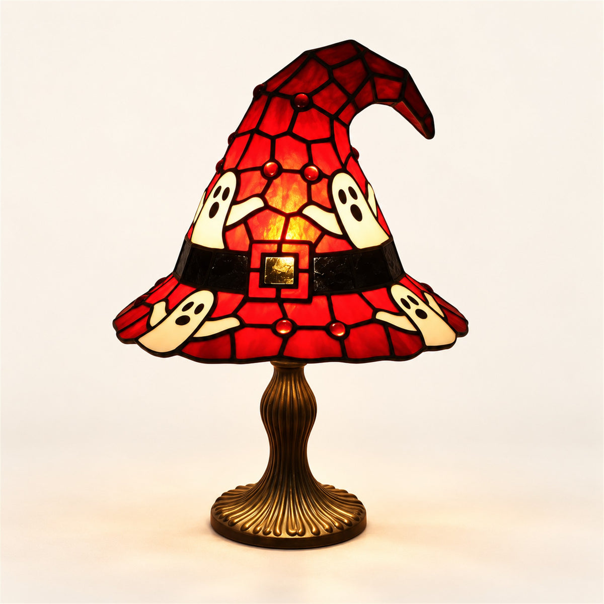 Witch Hat – Stained-Glass Style Resin Lamp - Ruby Red variant