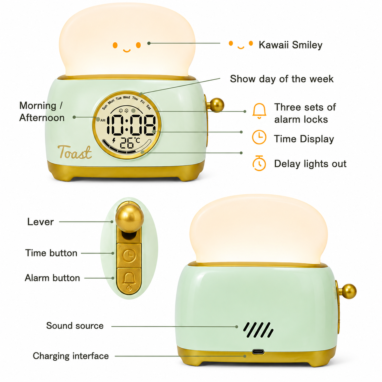 Reloj de entrenamiento para dormir ToastyTime