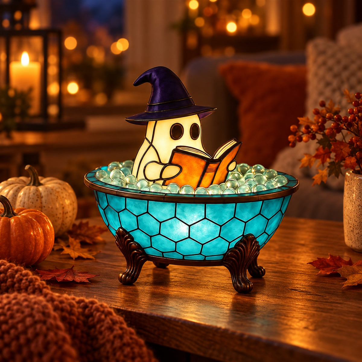 Bath Ghost – Stained-Glass Ghost Lamp