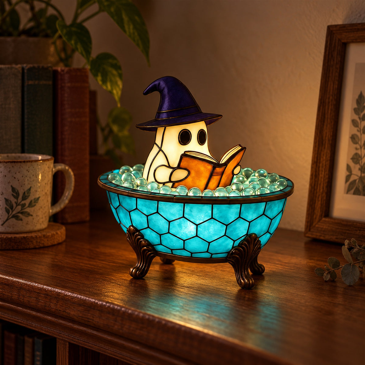Bath Ghost – Stained-Glass Ghost Lamp
