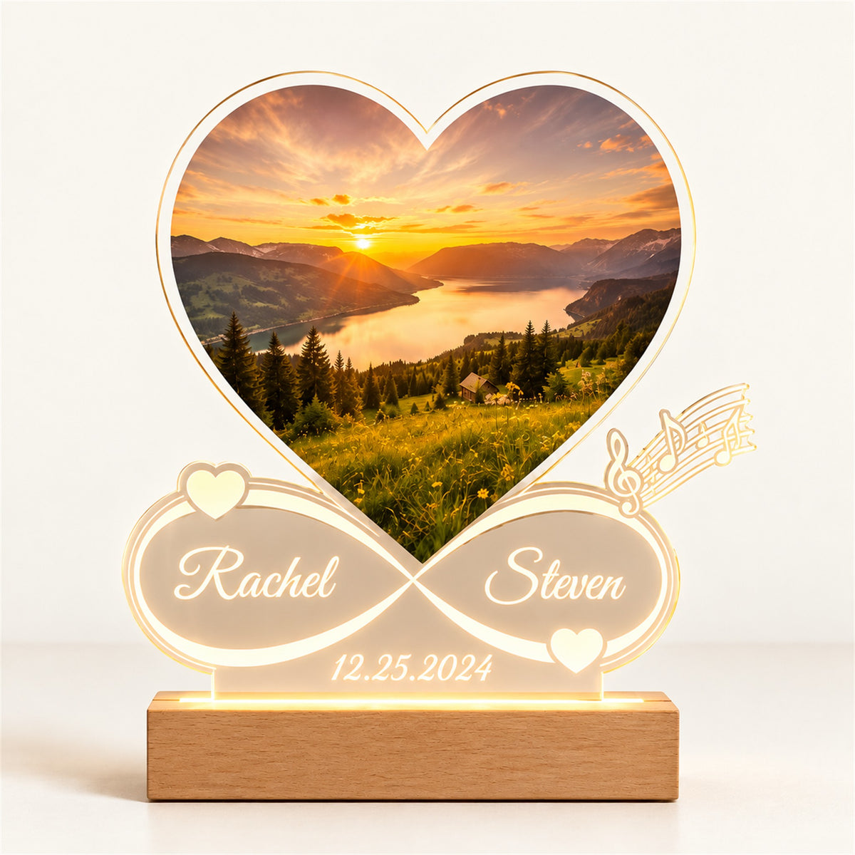 
Our Song – Custom Music Plaque Lamp - Heart Plaque variant