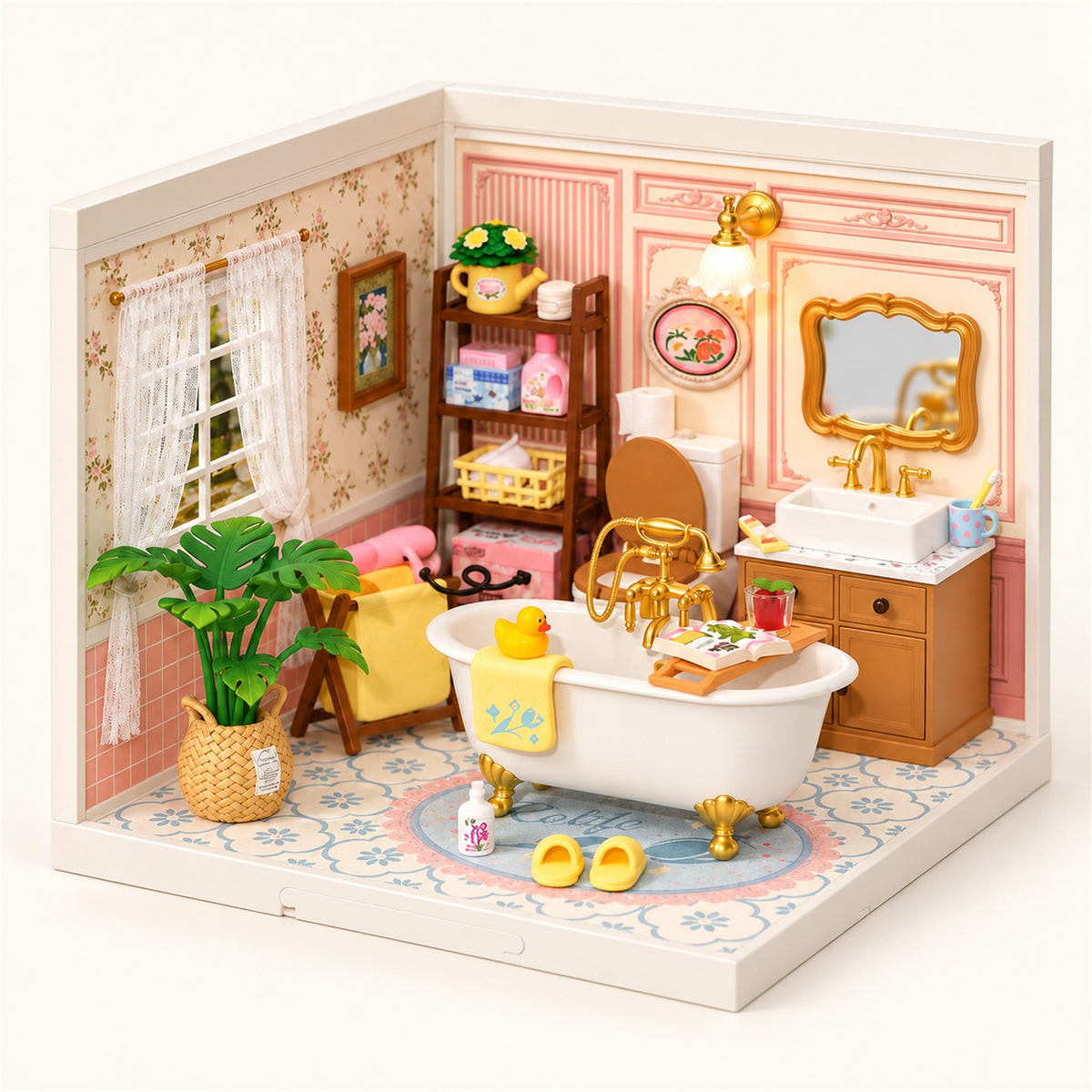 
Mini Rooms – DIY Miniature Room Kit with LED Light - Pop Bubble Bathroom variant