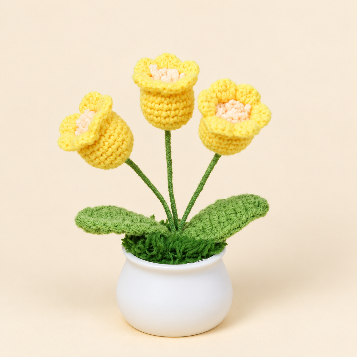 Crochet Bloom – Crochet Orchid Lamp - Potted Yellow variant