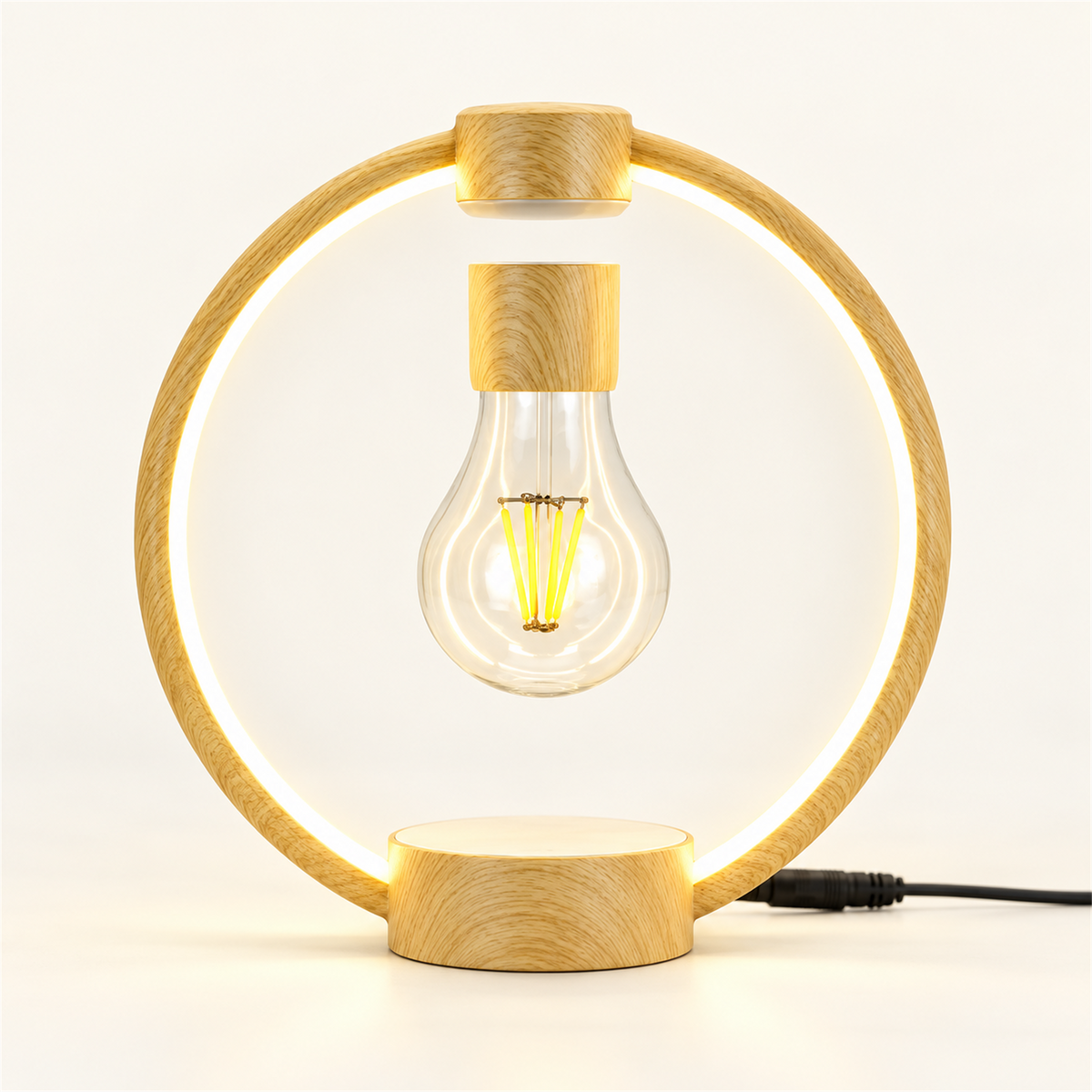 Floating Edison – Levitating LED Lamp - Light Wood Grain variant