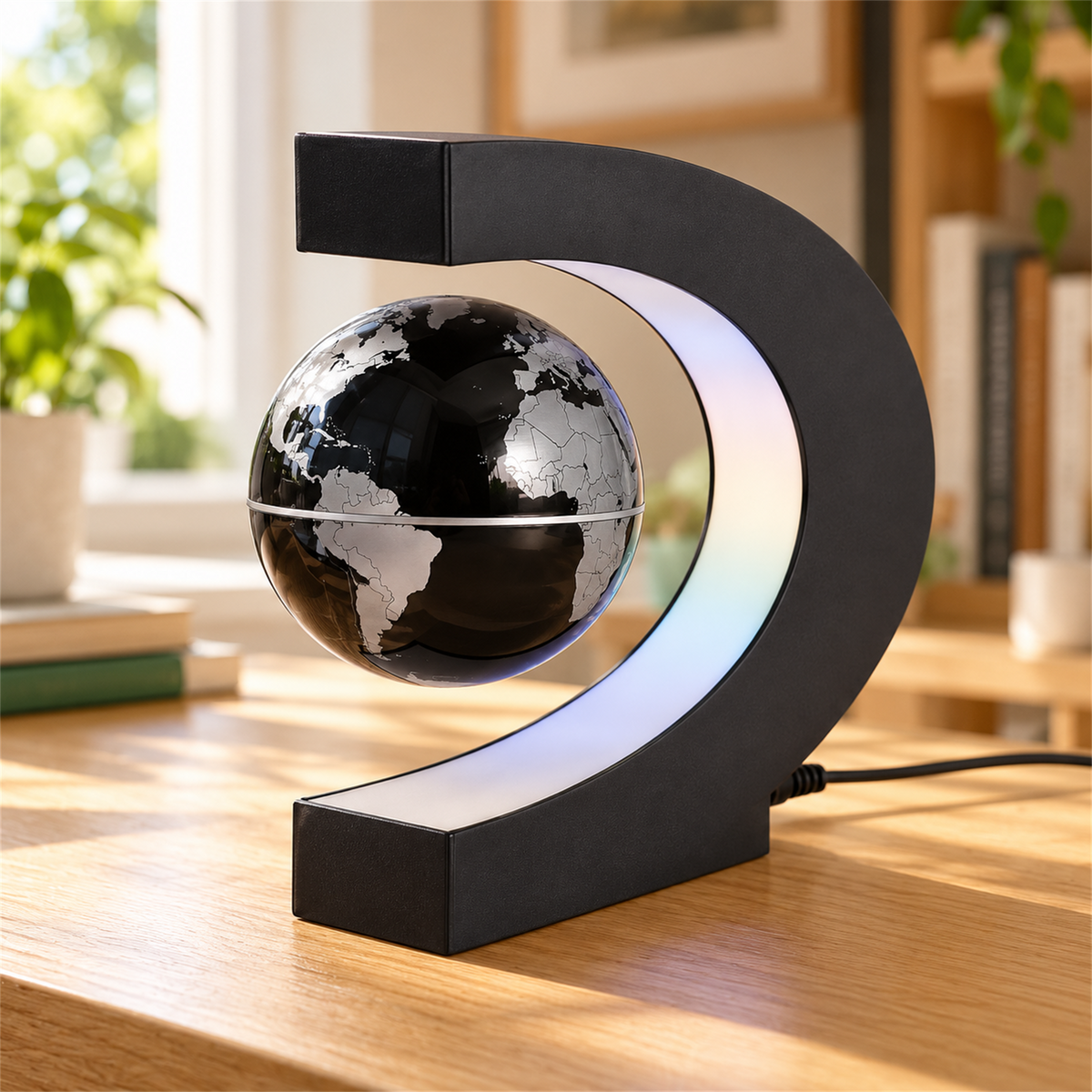 Lampe globe en lévitation magnétique OrbitGlow - daytime view